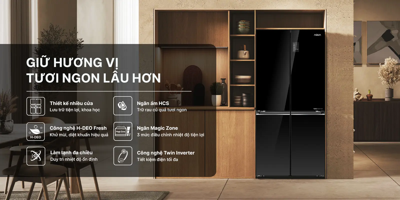 Tủ lạnh Aqua Inverter 469 lít AQR-M536XA(GB) - Ảnh 3