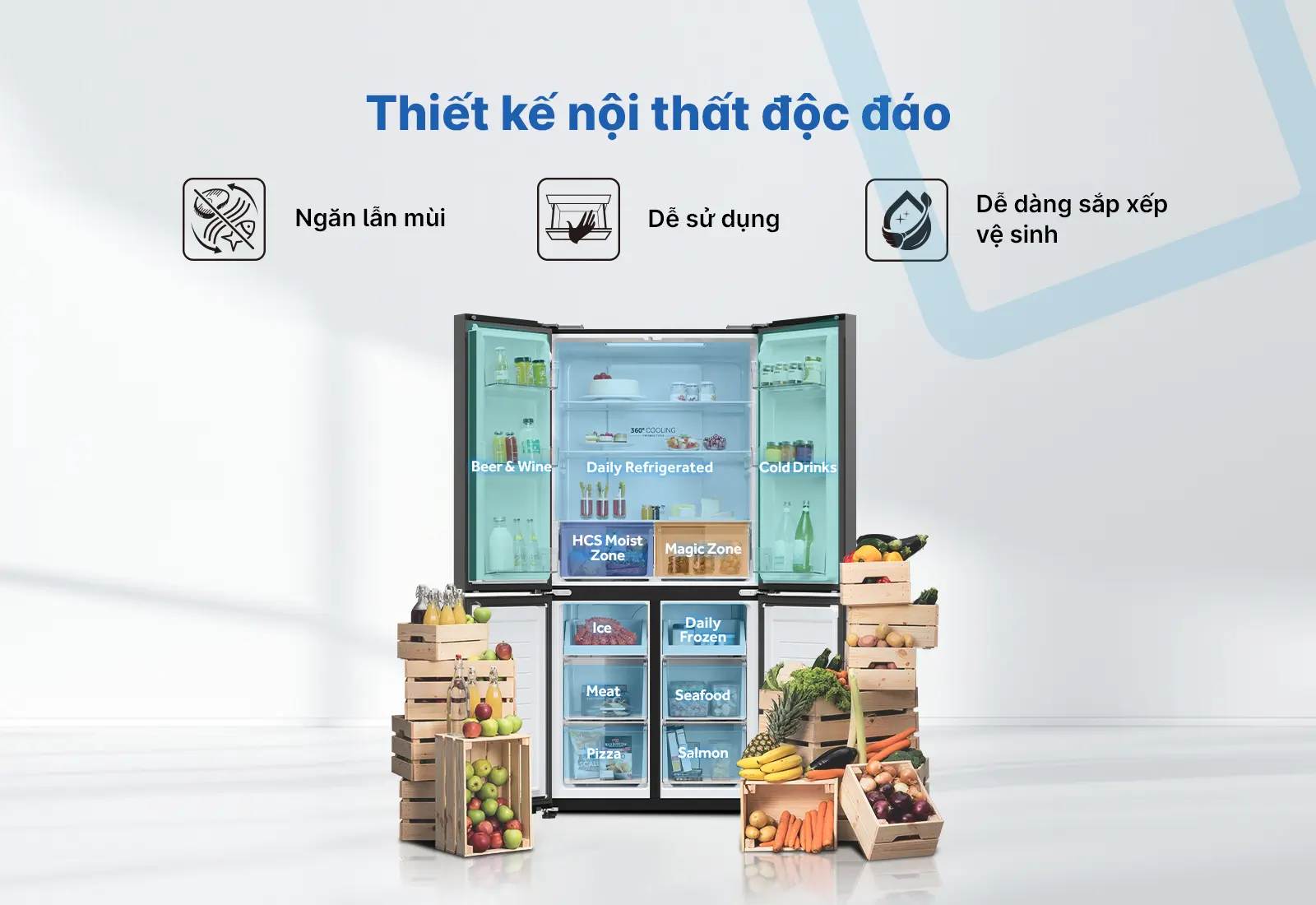 Tủ lạnh Aqua Inverter 469 lít AQR-M536XA(GB) - Ảnh 7