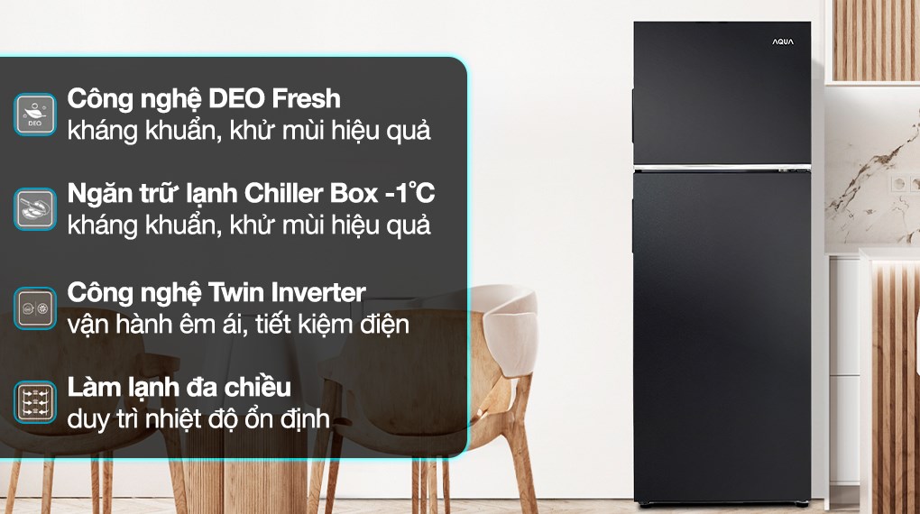 Tủ lạnh Aqua Inverter 236 lít AQR-T260FA(FB) - Ảnh 3