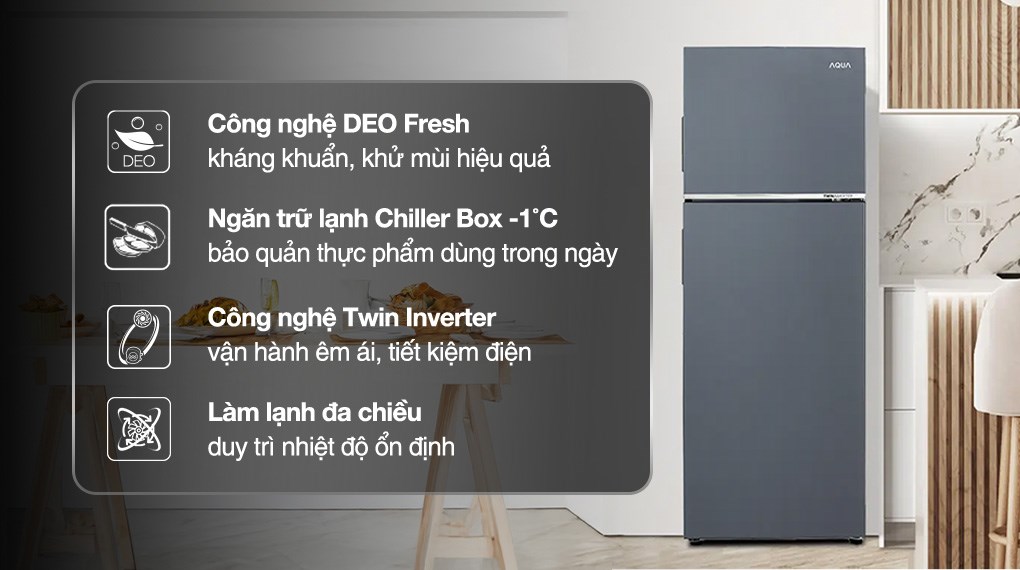 Tủ lạnh Aqua Inverter 358 lít AQR-T410FA(SL) - Ảnh 3