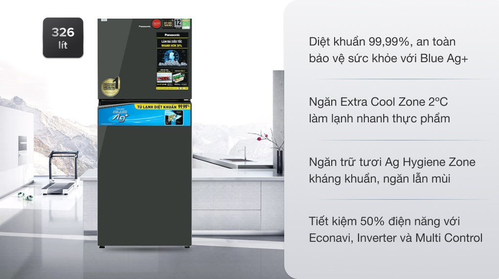 Tủ lạnh Panasonic Inverter 326 lít NR-TL351VGMV - Ảnh 3